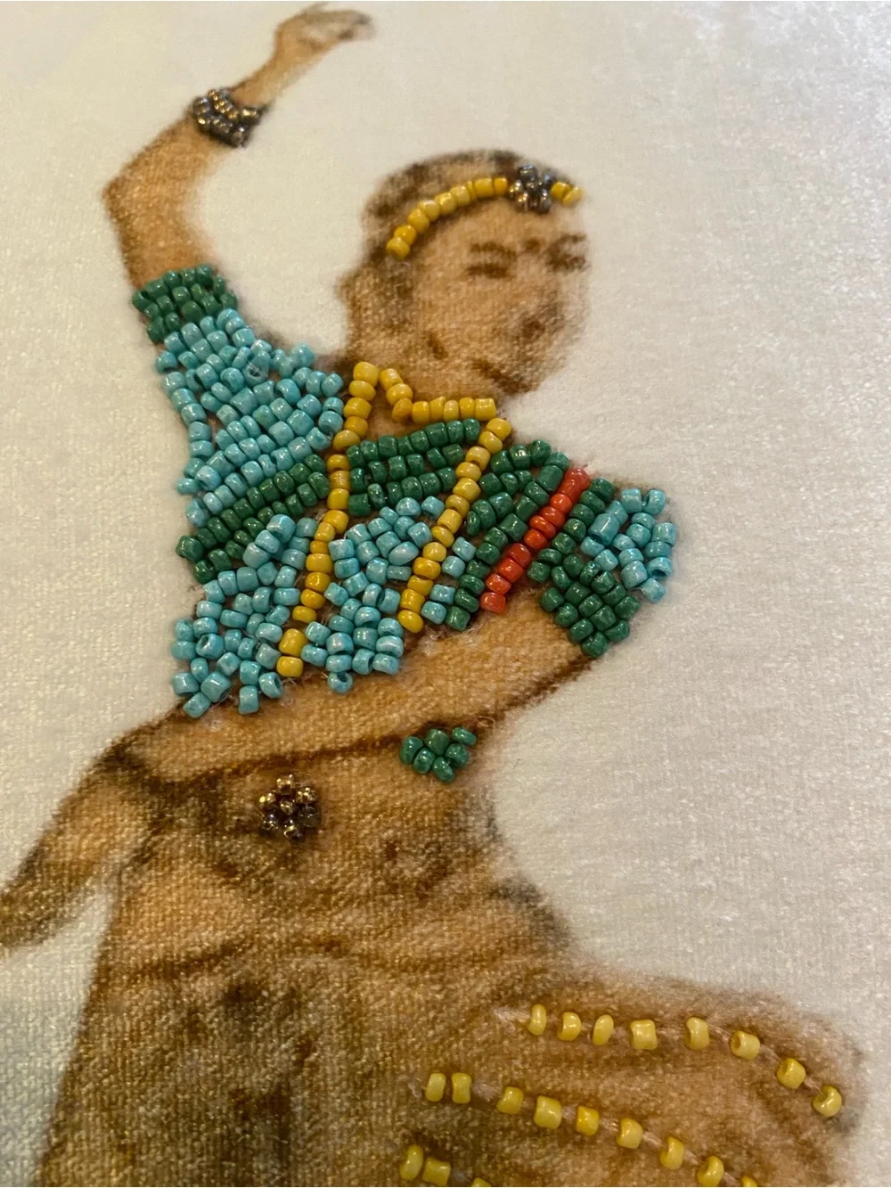Embroidered Dance Motif Lumbar Pillow - White with Multicolor Figures